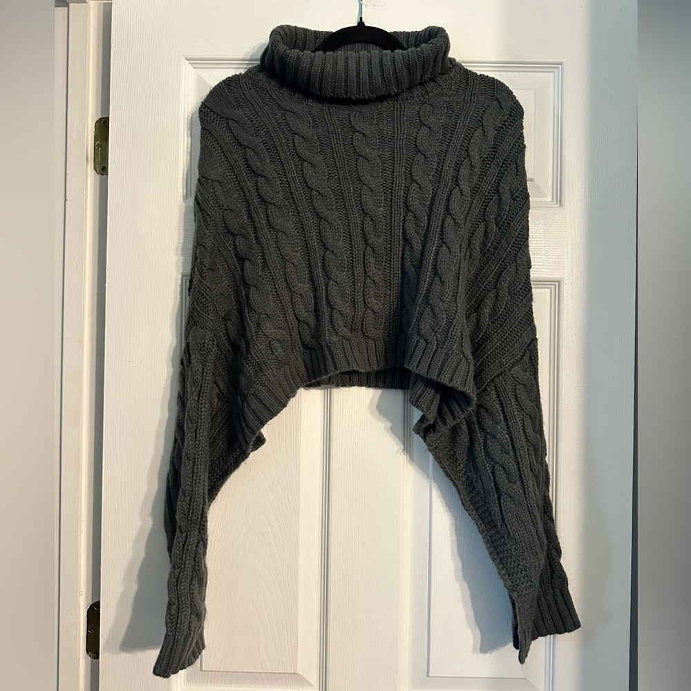 Women's Turtleneck, Batwing, Cable Knit Sweater